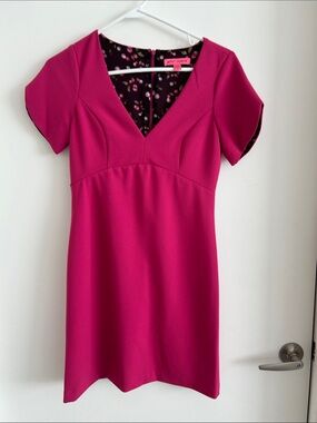 Betsey Johnson Fuchsia V-Neck Midi Dress